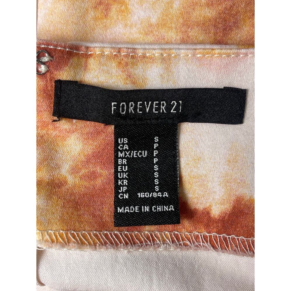 Forever 21 Orange Yellow Tie Dye Bodycon Mini Dress Spaghetti Strap Size S - Picture 6 of 7